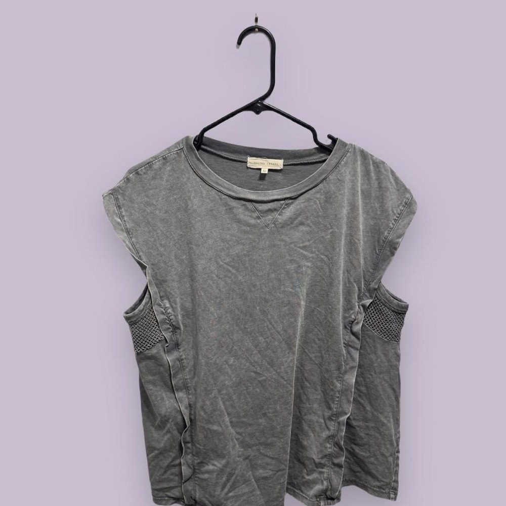 Gilded Intent Gray Mineral Wash Mesh Panel Muscle Tee XL Boho Faded Thread